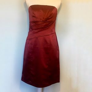 Limited Red Satin Strapless Cocktail Dress sz 8
